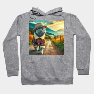 Cute cat in hat in the beautiful village Hoodie